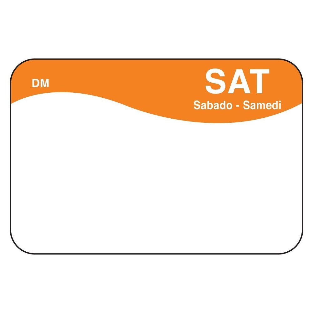 3305 DissolveMark IT110081 Day of The Week Label SAT 1" x 1.5" Orange